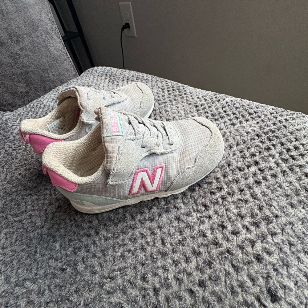 New Balance Kids' Cream and Pink Sneakers